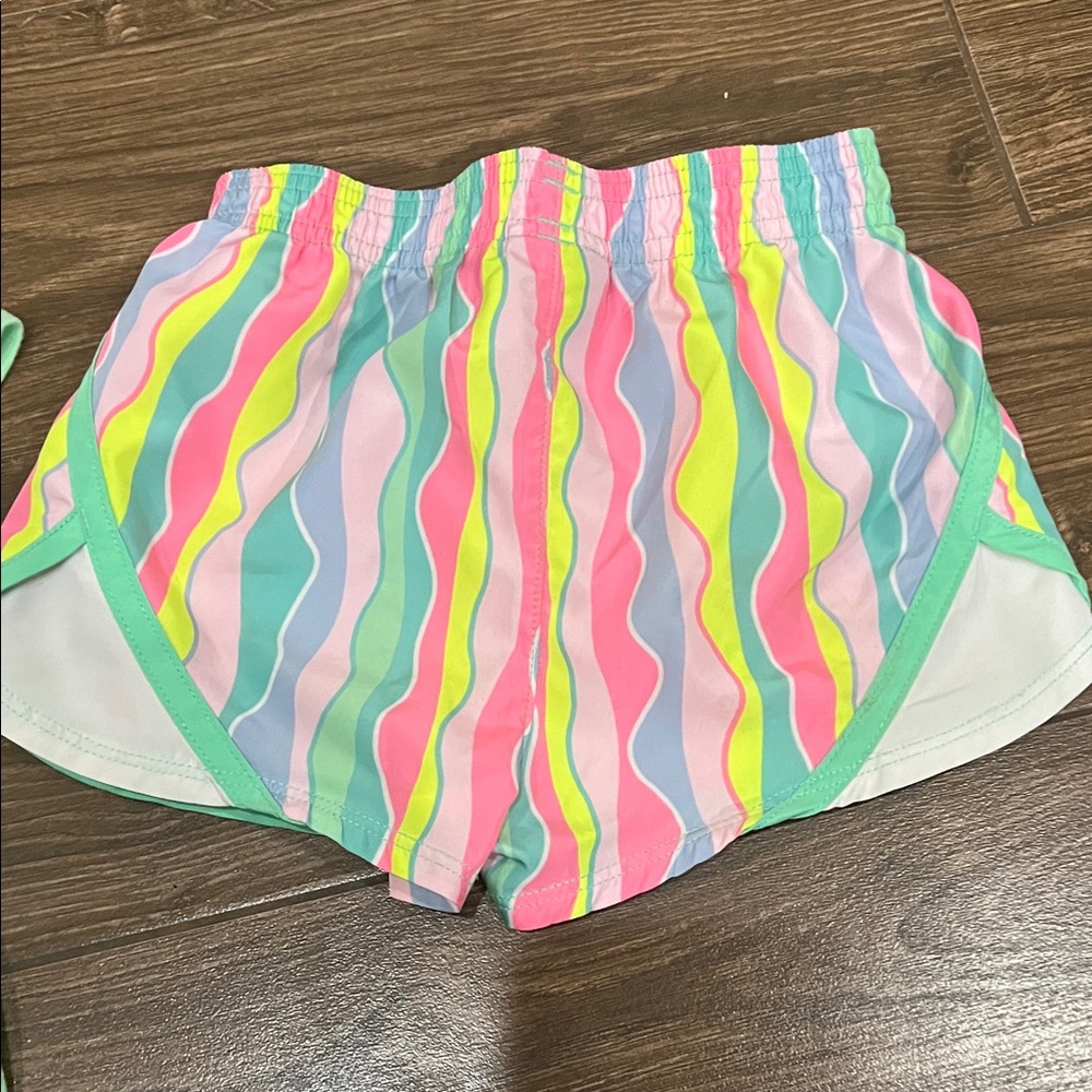 Under Armour Mint Green Tee and Multicolor Striped Shorts - Picture 6 of 7